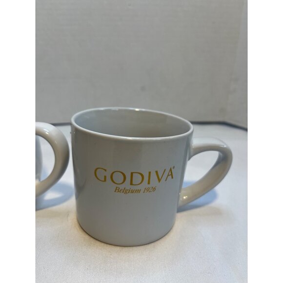 Set of 2 Godiva Belgium 1926 White and Gold Coffee Mugs - Picture 5 of 7